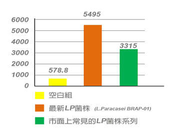 益生菌LP33_VS_BRAP01,Lactobacillus Paracasei BRAP-01與LP33的比較,L.Paracasei BRAP01刺激分泌IFN-gamma的效果比LP33好